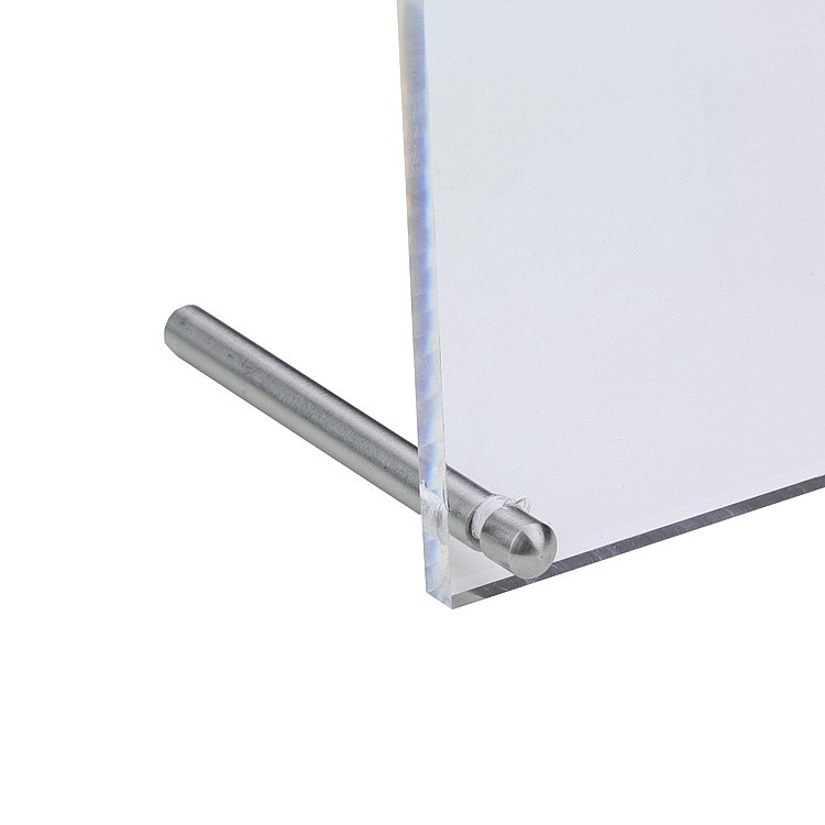 12 1/2'' x 10'' Clear Acrylic Frame Kit with 3'' Stainless Steel Cylinder Desktop Standoffs