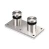 316 Polished Stainless Steel Standard 2'' Glass Rail Standoff Fitting with Mounting Plate [Required Material Hole Size: 3/4''']