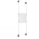 (1) 8-1/2'' Width x 11'' Height Clear Acrylic Frame & (2) Wall-to-Wall Aluminum Clear Anodized Cable Systems with (4) Single-Sided Panel Grippers