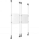 (2) 8-1/2'' Width x 11'' Height Clear Acrylic Frame & (4) Wall-to-Wall Stainless Steel Satin Brushed Cable Systems with (8) Single-Sided Panel Grippers