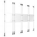 (4) 8-1/2'' Width x 11'' Height Clear Acrylic Frame & (8) Wall-to-Wall Stainless Steel Satin Brushed Cable Systems with (16) Single-Sided Panel Grippers