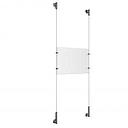 (1) 11'' Width x 8-1/2'' Height Clear Acrylic Frame & (2) Wall-to-Wall Stainless Steel Satin Brushed Cable Systems with (4) Single-Sided Panel Grippers