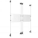 (2) 11'' Width x 8-1/2'' Height Clear Acrylic Frame & (4) Wall-to-Wall Aluminum Clear Anodized Cable Systems with (8) Single-Sided Panel Grippers