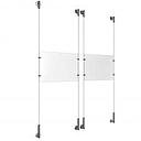 (2) 11'' Width x 8-1/2'' Height Clear Acrylic Frame & (4) Wall-to-Wall Stainless Steel Satin Brushed Cable Systems with (8) Single-Sided Panel Grippers