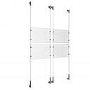 (4) 11'' Width x 8-1/2'' Height Clear Acrylic Frame & (4) Wall-to-Wall Stainless Steel Satin Brushed Cable Systems with (16) Single-Sided Panel Grippers