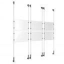 (6) 11'' Width x 8-1/2'' Height Clear Acrylic Frame & (6) Wall-to-Wall Stainless Steel Satin Brushed Cable Systems with (24) Single-Sided Panel Grippers