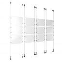 (12) 11'' Width x 8-1/2'' Height Clear Acrylic Frame & (8) Wall-to-Wall Stainless Steel Satin Brushed Cable Systems with (48) Single-Sided Panel Grippers