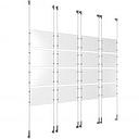 (16) 11'' Width x 8-1/2'' Height Clear Acrylic Frame & (8) Wall-to-Wall Stainless Steel Satin Brushed Cable Systems with (64) Single-Sided Panel Grippers