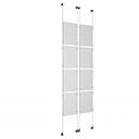 (8) 11'' Width x 17'' Height Clear Acrylic Frame & (4) Wall-to-Wall Aluminum Clear Anodized Cable Systems with (32) Single-Sided Panel Grippers