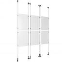 (6) 11'' Width x 17'' Height Clear Acrylic Frame & (6) Wall-to-Wall Stainless Steel Satin Brushed Cable Systems with (24) Single-Sided Panel Grippers