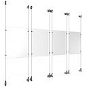 (4) 11'' Width x 17'' Height Clear Acrylic Frame & (8) Wall-to-Wall Aluminum Clear Anodized Cable Systems with (16) Single-Sided Panel Grippers