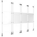 (4) 11'' Width x 17'' Height Clear Acrylic Frame & (8) Wall-to-Wall Stainless Steel Satin Brushed Cable Systems with (16) Single-Sided Panel Grippers