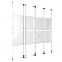 (8) 11'' Width x 17'' Height Clear Acrylic Frame & (8) Wall-to-Wall Stainless Steel Satin Brushed Cable Systems with (32) Single-Sided Panel Grippers