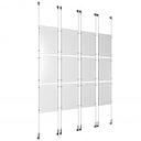 (12) 11'' Width x 17'' Height Clear Acrylic Frame & (8) Wall-to-Wall Stainless Steel Satin Brushed Cable Systems with (48) Single-Sided Panel Grippers