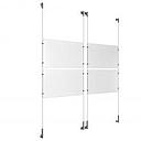 (4) 17'' Width x 11'' Height Clear Acrylic Frame & (4) Wall-to-Wall Stainless Steel Satin Brushed Cable Systems with (16) Single-Sided Panel Grippers