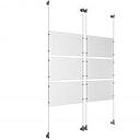 (6) 17'' Width x 11'' Height Clear Acrylic Frame & (4) Wall-to-Wall Aluminum Clear Anodized Cable Systems with (24) Single-Sided Panel Grippers