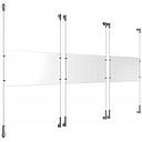 (3) 17'' Width x 11'' Height Clear Acrylic Frame & (6) Wall-to-Wall Stainless Steel Satin Brushed Cable Systems with (12) Single-Sided Panel Grippers