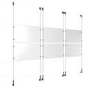 (6) 17'' Width x 11'' Height Clear Acrylic Frame & (6) Wall-to-Wall Stainless Steel Satin Brushed Cable Systems with (24) Single-Sided Panel Grippers