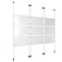 (9) 17'' Width x 11'' Height Clear Acrylic Frame & (6) Wall-to-Wall Aluminum Clear Anodized Cable Systems with (36) Single-Sided Panel Grippers