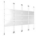 (12) 17'' Width x 11'' Height Clear Acrylic Frame & (8) Wall-to-Wall Stainless Steel Satin Brushed Cable Systems with (48) Single-Sided Panel Grippers