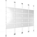 (16) 17'' Width x 11'' Height Clear Acrylic Frame & (8) Wall-to-Wall Stainless Steel Satin Brushed Cable Systems with (64) Single-Sided Panel Grippers