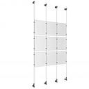 (9) 8-1/2'' Width x 11'' Height Clear Acrylic Frame & (4) Wall-to-Wall Aluminum Clear Anodized Cable Systems with (12) Single-Sided Panel Grippers (12) Double-Sided Panel Grippers