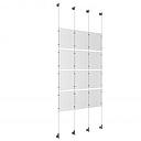 (12) 8-1/2'' Width x 11'' Height Clear Acrylic Frame & (4) Wall-to-Wall Aluminum Clear Anodized Cable Systems with (16) Single-Sided Panel Grippers (16) Double-Sided Panel Grippers