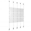 (12) 8-1/2'' Width x 11'' Height Clear Acrylic Frame & (5) Wall-to-Wall Stainless Steel Satin Brushed Cable Systems with (12) Single-Sided Panel Grippers (18) Double-Sided Panel Grippers