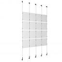 (16) 8-1/2'' Width x 11'' Height Clear Acrylic Frame & (5) Wall-to-Wall Stainless Steel Satin Brushed Cable Systems with (16) Single-Sided Panel Grippers (24) Double-Sided Panel Grippers