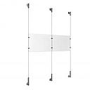 (2) 11'' Width x 8-1/2'' Height Clear Acrylic Frame & (3) Wall-to-Wall Stainless Steel Satin Brushed Cable Systems with (4) Single-Sided Panel Grippers (2) Double-Sided Panel Grippers