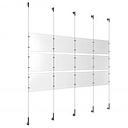 (12) 11'' Width x 8-1/2'' Height Clear Acrylic Frame & (5) Wall-to-Wall Stainless Steel Satin Brushed Cable Systems with (12) Single-Sided Panel Grippers (18) Double-Sided Panel Grippers