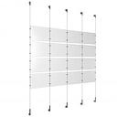 (16) 11'' Width x 8-1/2'' Height Clear Acrylic Frame & (5) Wall-to-Wall Stainless Steel Satin Brushed Cable Systems with (16) Single-Sided Panel Grippers (24) Double-Sided Panel Grippers