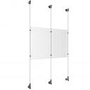 (2) 11'' Width x 17'' Height Clear Acrylic Frame & (3) Wall-to-Wall Aluminum Clear Anodized Cable Systems with (4) Single-Sided Panel Grippers (2) Double-Sided Panel Grippers