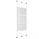 (6) 11'' Width x 17'' Height Clear Acrylic Frame & (3) Wall-to-Wall Aluminum Clear Anodized Cable Systems with (12) Single-Sided Panel Grippers (6) Double-Sided Panel Grippers