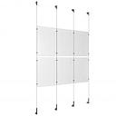 (6) 11'' Width x 17'' Height Clear Acrylic Frame & (4) Wall-to-Wall Stainless Steel Satin Brushed Cable Systems with (8) Single-Sided Panel Grippers (8) Double-Sided Panel Grippers