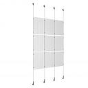 (9) 11'' Width x 17'' Height Clear Acrylic Frame & (4) Wall-to-Wall Stainless Steel Satin Brushed Cable Systems with (12) Single-Sided Panel Grippers (12) Double-Sided Panel Grippers