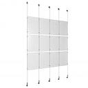 (12) 11'' Width x 17'' Height Clear Acrylic Frame & (5) Wall-to-Wall Stainless Steel Satin Brushed Cable Systems with (12) Single-Sided Panel Grippers (18) Double-Sided Panel Grippers