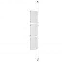 (3) 11'' Width x 17'' Height Clear Acrylic Frame & (1) Wall-to-Wall Stainless Steel Satin Brushed Cable Systems with (6) Single-Sided Panel Grippers (6) Double-Sided Panel Grippers