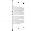 (8) 17'' Width x 11'' Height Clear Acrylic Frame & (3) Wall-to-Wall Aluminum Clear Anodized Cable Systems with (16) Single-Sided Panel Grippers (8) Double-Sided Panel Grippers