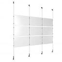 (9) 17'' Width x 11'' Height Clear Acrylic Frame & (4) Wall-to-Wall Stainless Steel Satin Brushed Cable Systems with (12) Single-Sided Panel Grippers (12) Double-Sided Panel Grippers