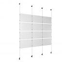 (12) 17'' Width x 11'' Height Clear Acrylic Frame & (4) Wall-to-Wall Aluminum Clear Anodized Cable Systems with (16) Single-Sided Panel Grippers (16) Double-Sided Panel Grippers