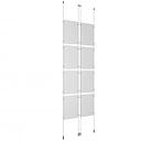 (8) 11'' Width x 17'' Height Clear Acrylic Frame & (4) Ceiling-to-Floor Aluminum Clear Anodized Cable Systems with (32) Single-Sided Panel Grippers