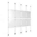 (8) 11'' Width x 17'' Height Clear Acrylic Frame & (8) Ceiling-to-Floor Aluminum Clear Anodized Cable Systems with (32) Single-Sided Panel Grippers