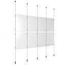 (8) 11'' Width x 17'' Height Clear Acrylic Frame & (5) Ceiling-to-Floor Aluminum Clear Anodized Cable Systems with (8) Single-Sided Panel Grippers (12) Double-Sided Panel Grippers