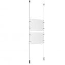 (2) 11'' Width x 8-1/2'' Height Clear Acrylic Frame & (2) Ceiling-to-Floor Aluminum Clear Anodized Cable Systems with (8) Single-Sided Panel Grippers