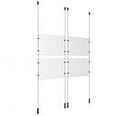 (4) 11'' Width x 8-1/2'' Height Clear Acrylic Frame & (4) Ceiling-to-Floor Aluminum Clear Anodized Cable Systems with (16) Single-Sided Panel Grippers