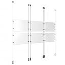 (6) 11'' Width x 8-1/2'' Height Clear Acrylic Frame & (6) Ceiling-to-Floor Aluminum Clear Anodized Cable Systems with (24) Single-Sided Panel Grippers