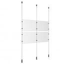 (4) 11'' Width x 8-1/2'' Height Clear Acrylic Frame & (3) Ceiling-to-Floor Aluminum Clear Anodized Cable Systems with (8) Single-Sided Panel Grippers (8) Double-Sided Panel Grippers