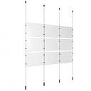 (9) 11'' Width x 8-1/2'' Height Clear Acrylic Frame & (4) Ceiling-to-Floor Aluminum Clear Anodized Cable Systems with (12) Single-Sided Panel Grippers (12) Double-Sided Panel Grippers