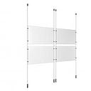 (4) 17'' Width x 11'' Height Clear Acrylic Frame & (4) Ceiling-to-Floor Aluminum Clear Anodized Cable Systems with (16) Single-Sided Panel Grippers